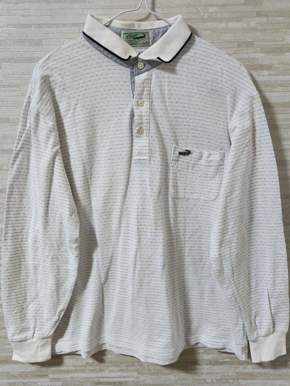 Crocodi Long-Sleeve Polo Shirt White With Black Point